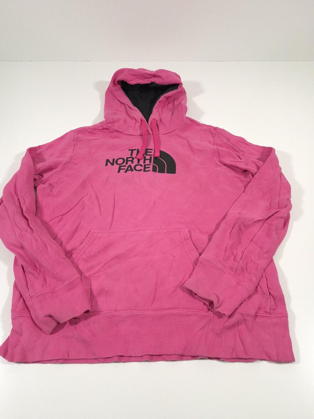 The North Face Hoodie Womens L Pink Fleece Pullover Kangaroo Pocket Graphic Logo